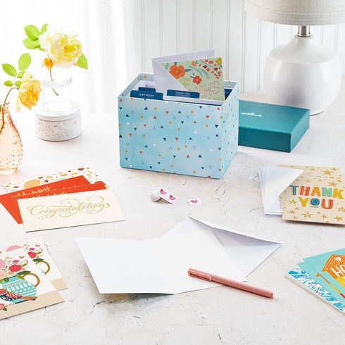 Set (Pack 100)Birthday, Hallmark All Occasion Boxed of Assorted Blank Greeting Cards with Card Organizer of Thank You