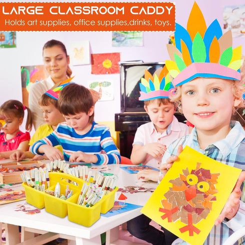 6 6-Pack ALINK Plastic Classroom Caddy with Compartments, Teacher Supply Storage Caddy Organizer for Classroom Supply