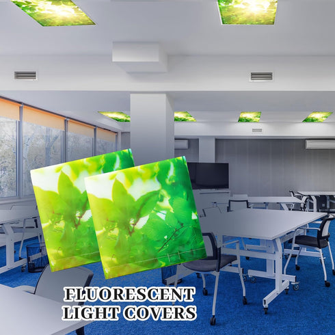 Pack 2 4 2 Hortsun of Fluorescent Light Covers x Feet Magnetic Ceiling Light Cover Room Supplies for Home Office(Green