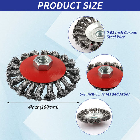 3 Pack Wire Wheel Brush for Angle Grinder, 4 Inch Angle Grinder Wire Wheel, Wire Wheels for 4 1/2 Angle Grinder, 5/8
