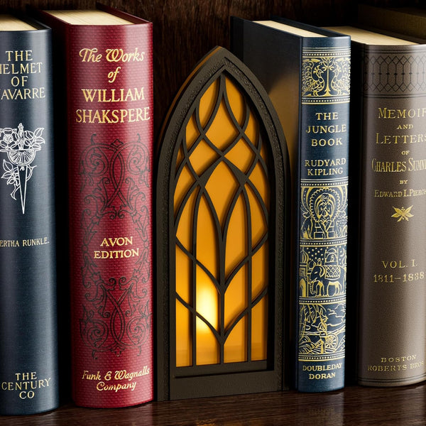 Wnsamodyy Solid Wood Fantasy Book Nook Shelf Insert - Handcrafted Bookends with Remote