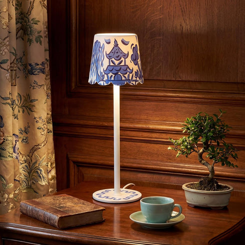 1 Pack 3 Pickmesh Chinoiserie Mahjong Lamp Scalloped Edge Chinoiserie LED Cordless Table Lamp Color Modern Rechargeable