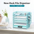 SUPEASY 6 Tier Paper Organizer with 4 Pen Holders, Mesh Desk Organizer Letter Tray with Handle, Blue
