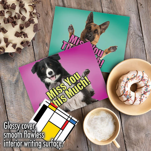 The Best Card Company - 10 Blank Assorted Notecards w/Envelopes, Boxed Greetings with Dogs