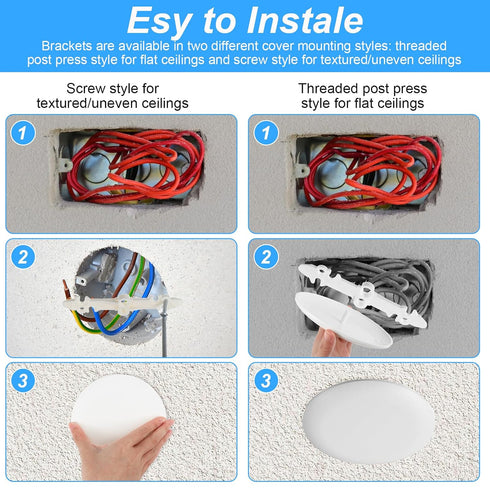 Elegaperma Electrical Box Cover, Ceiling Cover, Round Ceiling Hole Cover Plate with Mounting Bracket for Light Fixtures