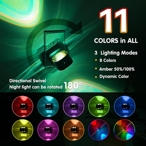 2 Pack L LOHAS LED Night Light Projector, Color Changing Night Light Plug into Wall, Dusk to Dawn Sensor, Rotating