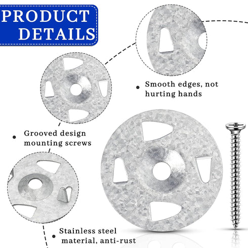 Fastener Kit Board Hardware Set, 1-1/4 Inch Galvanized Steel Washers and Stainless Steel Screws, 150 Pcs