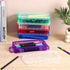 Caeuiciw 10 Packs Plastic Pencil Box Stackable Pencil Case Bulk Crayon Box with Snap Tight Lid Plastic Brush Painting