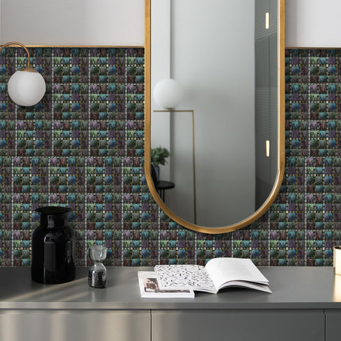 25Pcs Peel&Stick Mosaic Wall Tile Transfers for Home Decor, 4x4inch Waterproof Vinyl Splashback Sticker Tile Decal