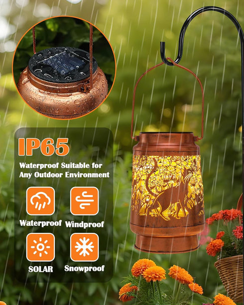 Cat Gifts for Women - Waterproof Outdoor Solar Lanterns Decorative Metal Lights Yard Garden Patio Lawn Balcony Hanging
