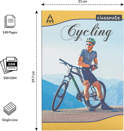 Classmate Long Notebook, A4, Soft Cover, 140 Pages, Single Line, Pack of 6