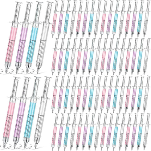 Estune 100 Pcs Syringe Retractable Nurse Pens Novelty Fun Medical Blood Ballpoint Pens