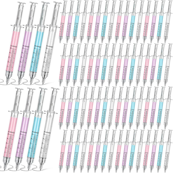 Estune 100 Pcs Syringe Retractable Nurse Pens Novelty Fun Medical Blood Ballpoint Pens