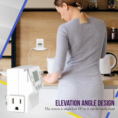 ENERLITES Heavy Duty Programmable Digital Timer for Electrical Outlets - 7 Day Random, 120V 15A, HET07, White