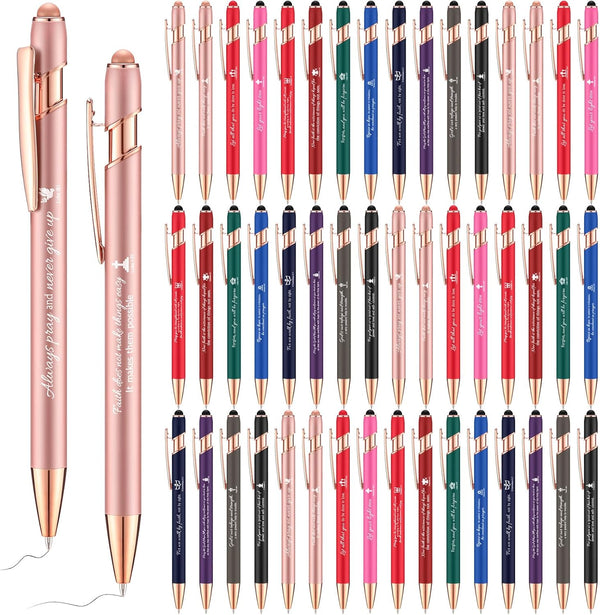 Quotes Pen Christian Ballpoint Pen, 48 Pcs, Stylus Tip, Bible Verse Black Ink Gifts