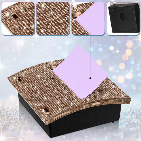 Rhinestone Self Stick Note Pad Holders, 4 x 4 Inches, Memo Note Holder Dispenser for Office Home Desk Supplies