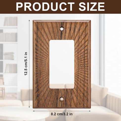 4 (13 8.2cm,Single DoubleFill Pcs Walnut Wood Light Switch Cover Brown Outlet Covers Wall Plate Decorative Boho Plug
