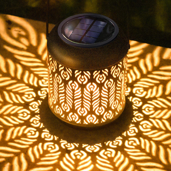 LeiDrail Solar Lantern Outdoor Hanging Lanterns Garden Metal Decorative Light Warm White