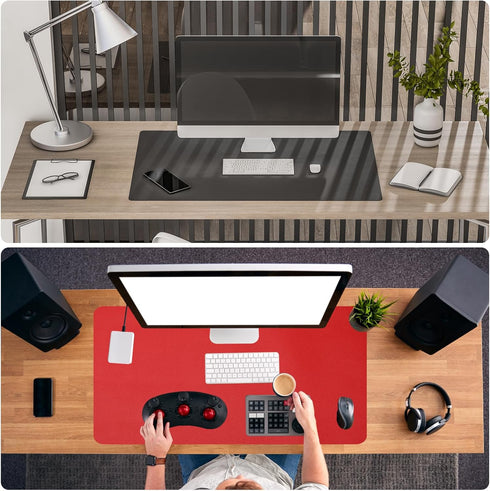 PATIKIL Large Desk Mat 55"x17" Non-Slip Waterproof PU Leather Dual Sided Desk Pad for Office Home Work Study, Yellow