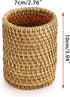 BTSKY Handmade Rattan Pen Cup, Multi-Functional Woven Basket, Desk Pencil Holders, Makeup Brush Holder, Office & Home