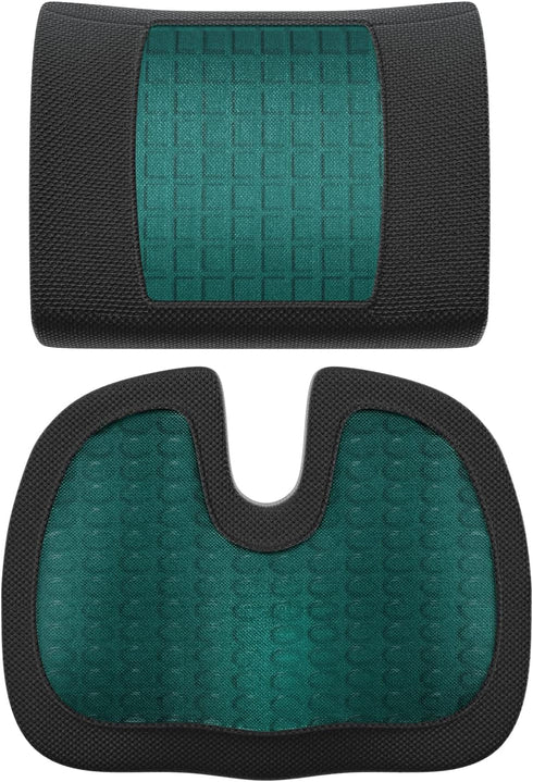 Pack 2, Amazon Basics Comfortable Seat Cushion & Lumbar Support for Office Chairs, Gel Enhanced Memory Foam, Non-Slip