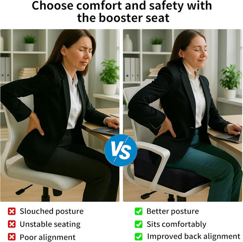 Acxseo 6" 2-Layer Tailbone 18 16 6in Extra Thick Memory Foam Office Chair Cushion Booster Seat for Back & Pain Relief