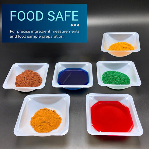 Medium Weigh Boats - 125 Pack, 100ml Plastic Disposable Trays for Scale, Anti-Static Lab Dish Container for Powder