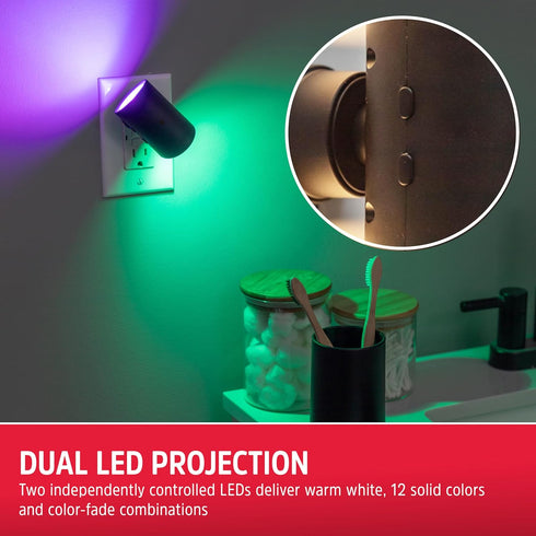 Dimmable, 1 Pack 85615 Energizer Directional LED Swivel Sconce Night Light, Plug-in, Color-Changing & Warm White