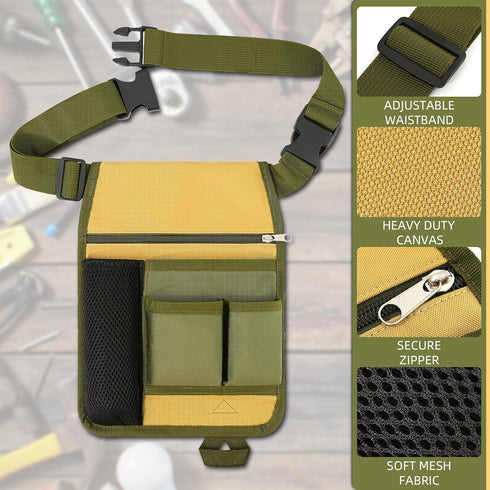 Tool Belt Garden Tool Pouch - Unisex Utility Adjustable Waist Belt Apron for Gardening, Carpenter, Plumbing, Woodwork