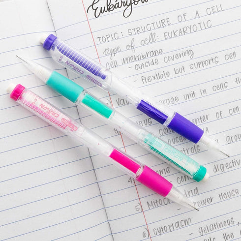 BAZIC Mechanical Pencil 0.5mm Crown, Soft Grip Latex Free Eraser, Smooth Writing Pencils for Drafting (3/Pack)