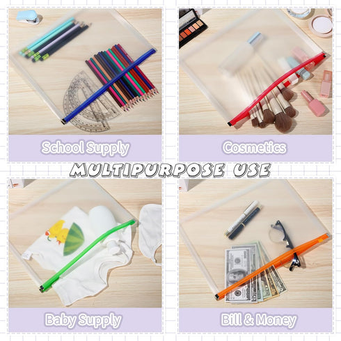 Yexiya 14 Pack Clear Plastic Zip Envelopes A4, Zipper Document Folder, Expanding Envelope Pouch for School Office