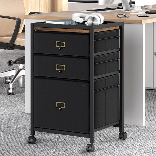 GAOMON File Cabinet with 3 Drawers, Mobile Filing Cabinet Fits Letter Size or A4, Small Under Desk Storage Cabinet,