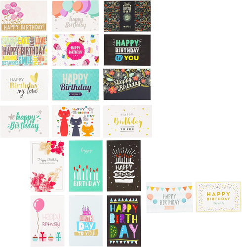 Mr. Pen Assorted Color Birthday Cards, 20 Pack, 4 x 6 Inches, Blank Inside with Envelopes