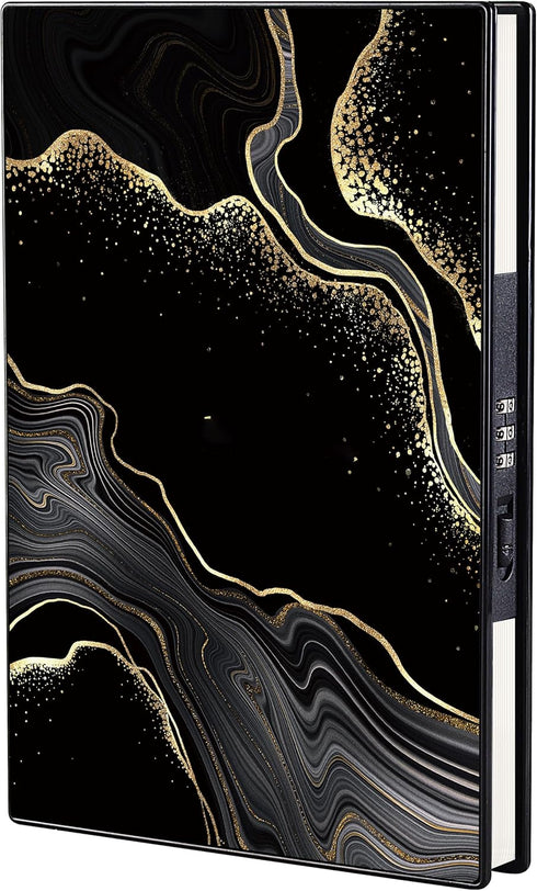 ZXHQ Marble Diary for Girls - A5 Lined Notebook with Lock, Hidden Password, Hardcover Leather (8.5" x 5.9")