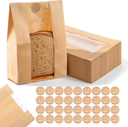 Yuanan 150PCS Bakery Bags with Window,14" X 8.3" X 3.5" Cookie Bags Bread