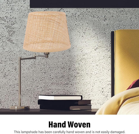 E27 E14, Lamp Shade, Handwoven Rattan Iron Table Lamp Cover, Compatible with for Chandeliers Floor Table Light