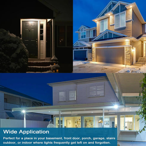 Motion Sensor Light Bulbs, 9W A19 LED, 60W Equivalent, E26 800lm 5000K Daylight, Dusk to Dawn, 2 Pack for Indoor Outdoor