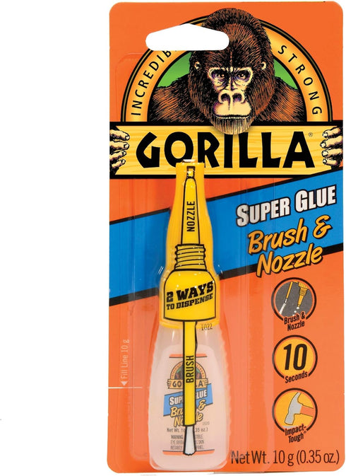 Gorilla Super Glue with Brush & Nozzle Applicator - 10 Gram, Clear, (Pack of 3)