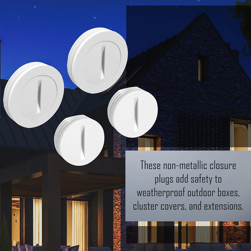 BELL PCP47550WH Weatherproof Nonmetallic Closure Plug Assortment, 4-Pack, White