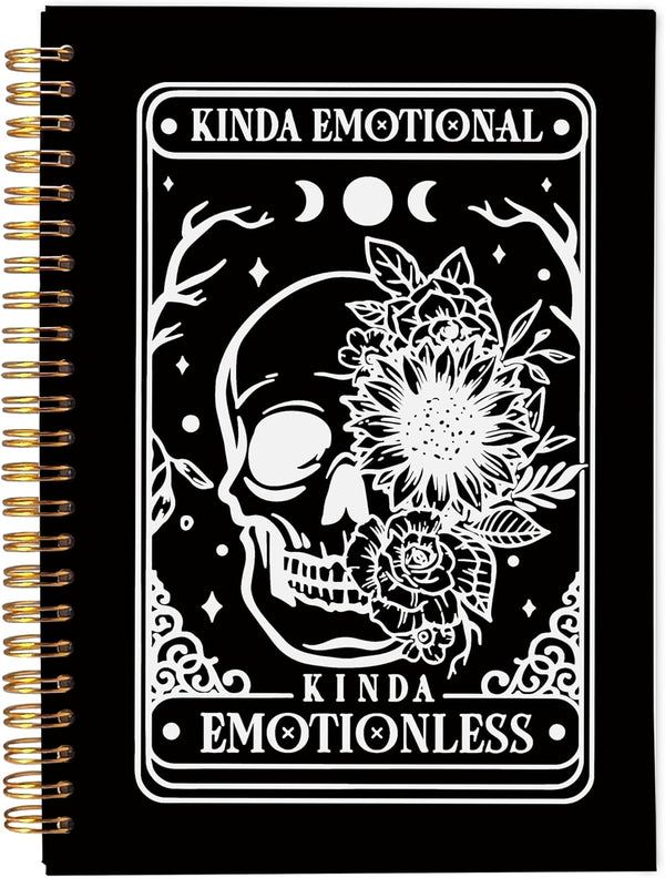 Floral Skull Notebook, Goth Gothic Journal, Witchy Spiral Notebook 5.5x8.3, Goth Office Supplies, Kinda Emotion