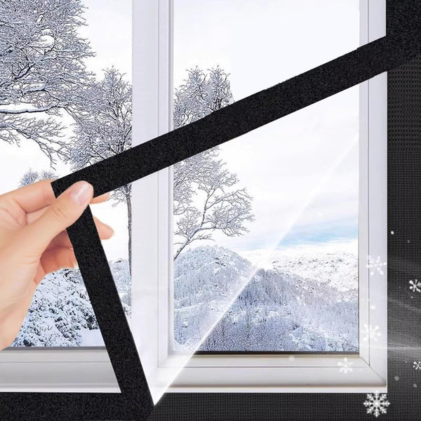 VOLLENC Window Insulation Kit with Magic Tape Indoor Patio Window Insulation 150x195cm Black
