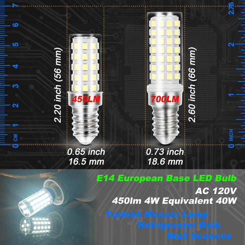 E14 Bulb 4W 40W 6000K 450lm AC100V-265V T6 C7 E14 Bulb Bulb Sconces,Non-Dimmable,3 Pack European Base LED Equivalent