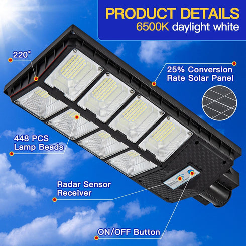 Waterproof Solar Lights Outdoor for Patio & Yard, Dusk to Dawn Motion Sensor Security Lighting, High Brightness