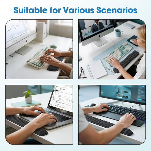 MEKASS Keyboard Wrist Rest, Soft Memory Foam Wrist Support for Keyboard, Keyboard Hand Rest Pad for Wrist Pain Relief