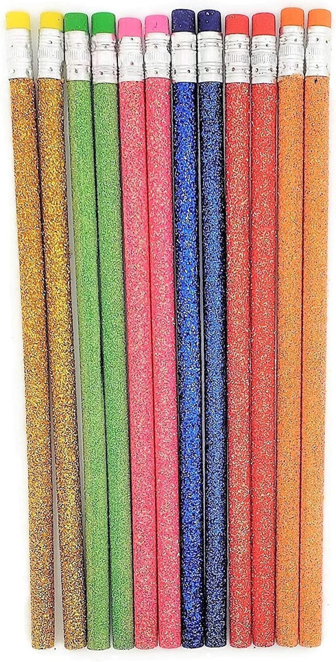 Sparkle Glitter Fun #2 Lead 7.5" Pencils (36 Pack) 6 Glitter Colors: Yellow, Red, Pink, Green, Blue and Orange! (36) by Zugar Land