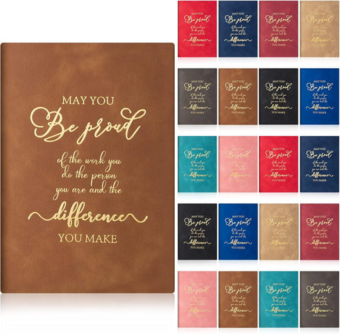 Fuutreo 20 Pcs Multicolor Thank You Gifts Leather Journal Notebook A5 Notepad Inspirational Gift for Employee Teacher