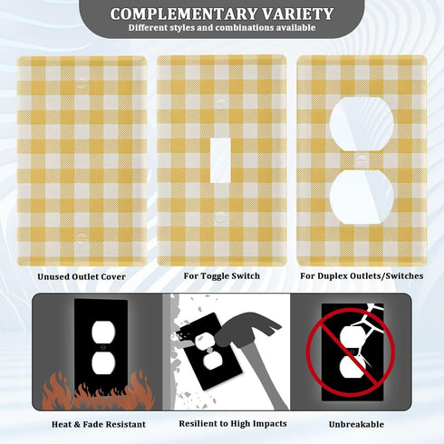 WELLDAY 1-Gang 4.50" 2.76", Toggle Light Switch Wall Plates, Butter Yellow Checkered Toggle Switch Wall Plate Cover