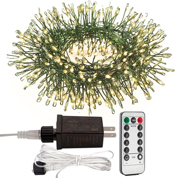 Firecracker Fairy Lights,33FT 300Leds Waterproof Twinkle Lights Plug in,8 Modes Remote String
