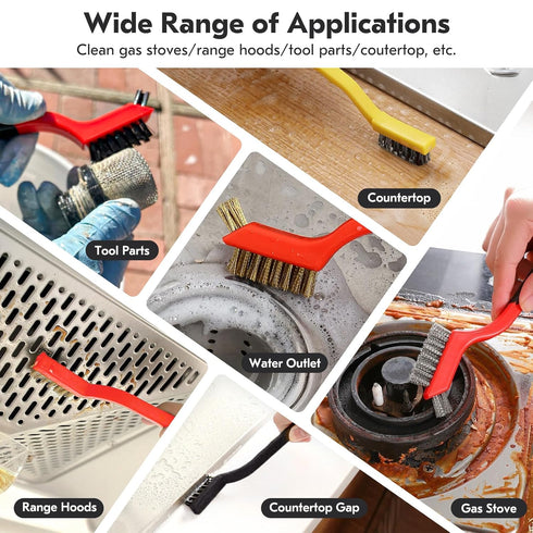 OWATRKDEY Set 6Pcs, 7 Inches Small Wire Brush Stainless Steel/Brass/Nylon/Bristle Mini Wire Brushes for Cleaning Rust