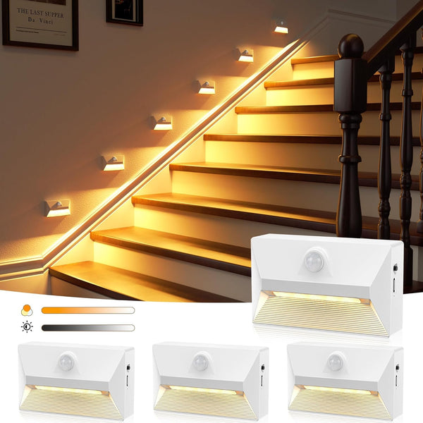 NIORSUN Motion Sensor Stair Lights Indoor, 2000mAh Battery Operated Night Light, 3